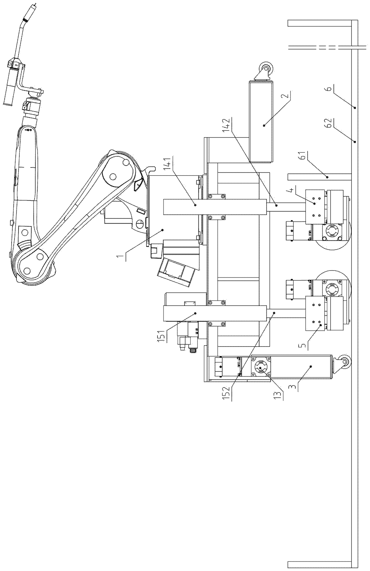 Intelligent welding robot capable of walking and turning and capable of striding low wall