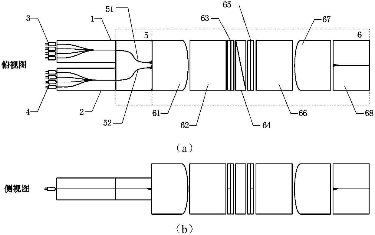 Wavelength division multiplexing single-fiber bidirectional data receiving and dispatching module