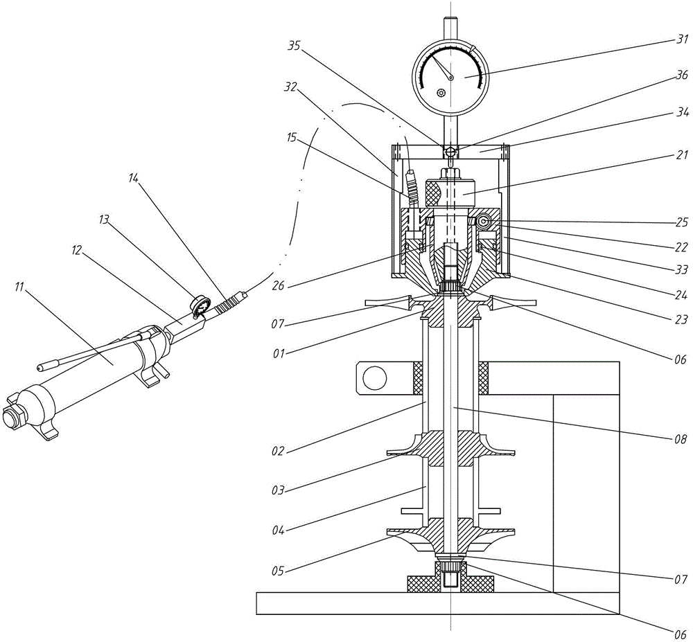 Hydraulic axial load device for airplane air circulator rotating components