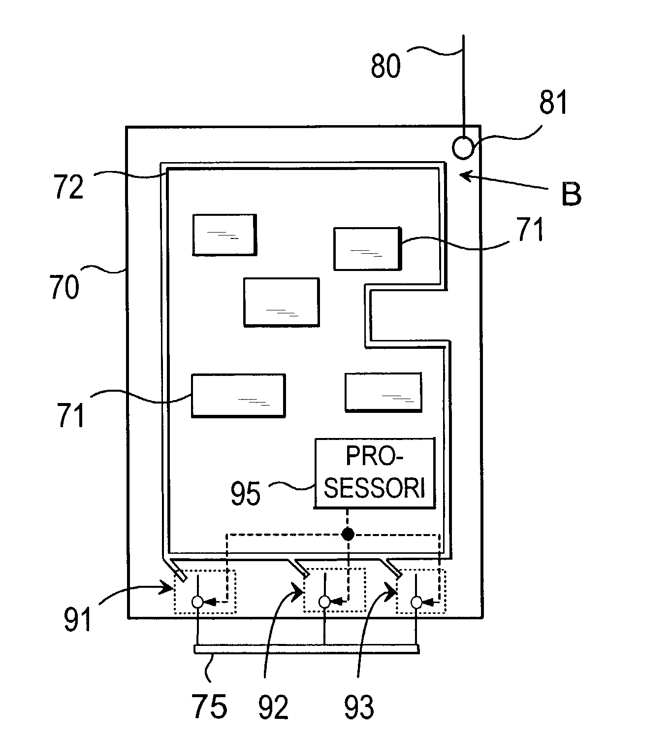 Ground arrangement for a device using wireless data transfer