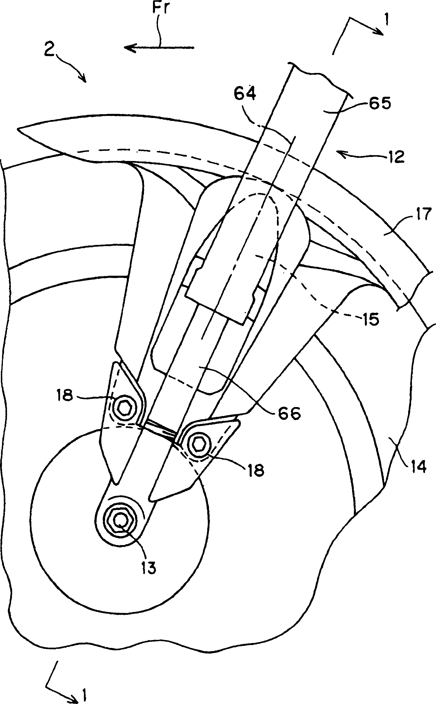 Front wheel fork structure for saddle type vehicle