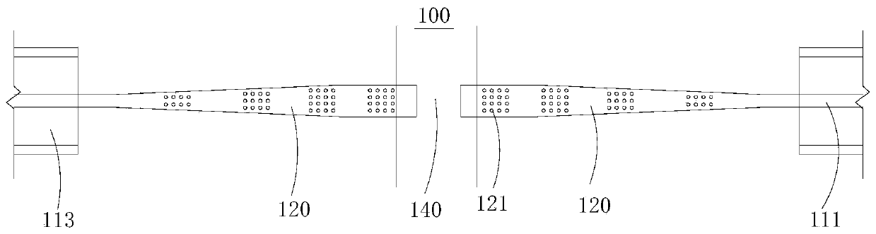 Prestressed concrete beam hogging moment area bridge structure and construction method thereof