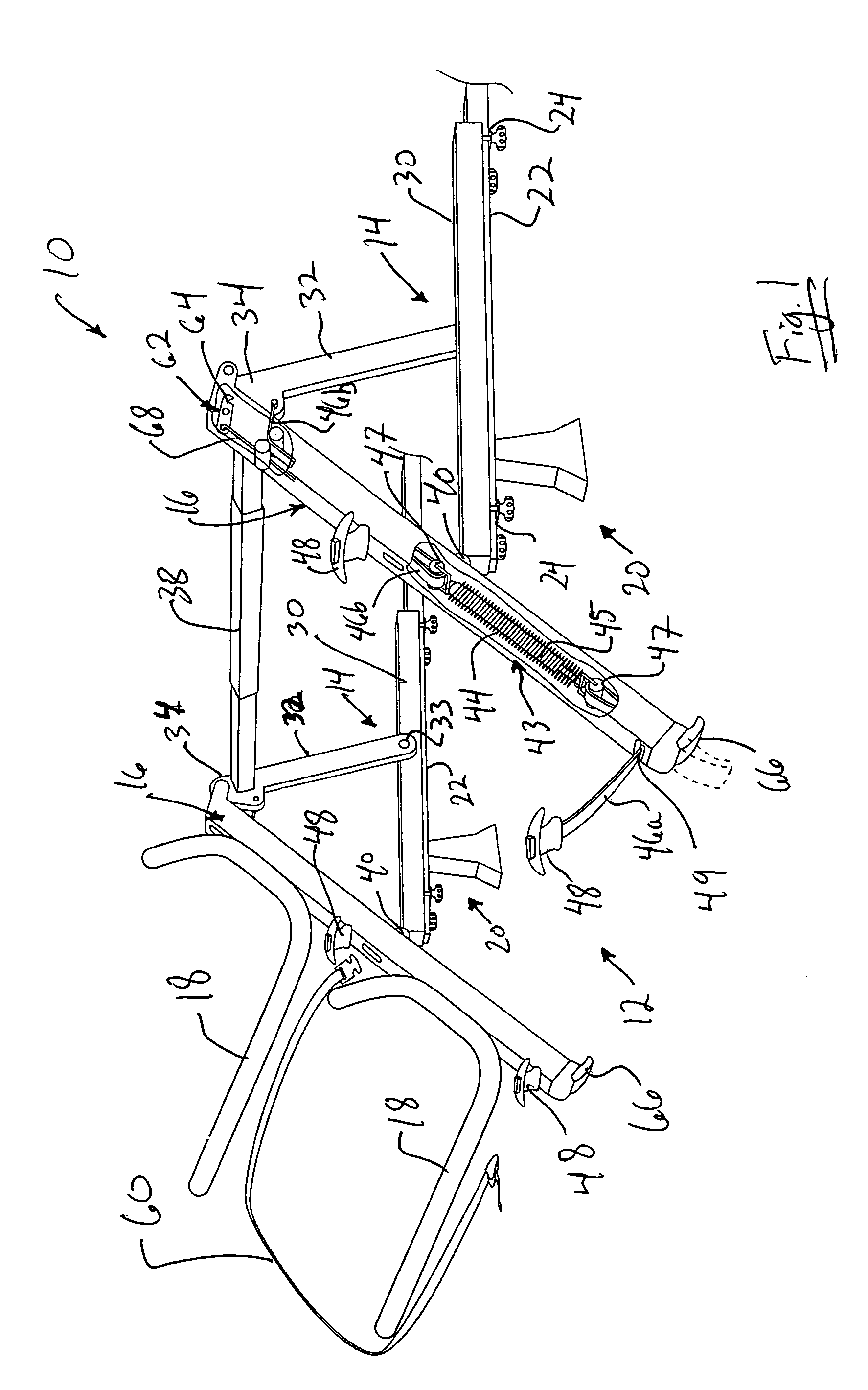 Easy loading cargo rack assembly for vehicle