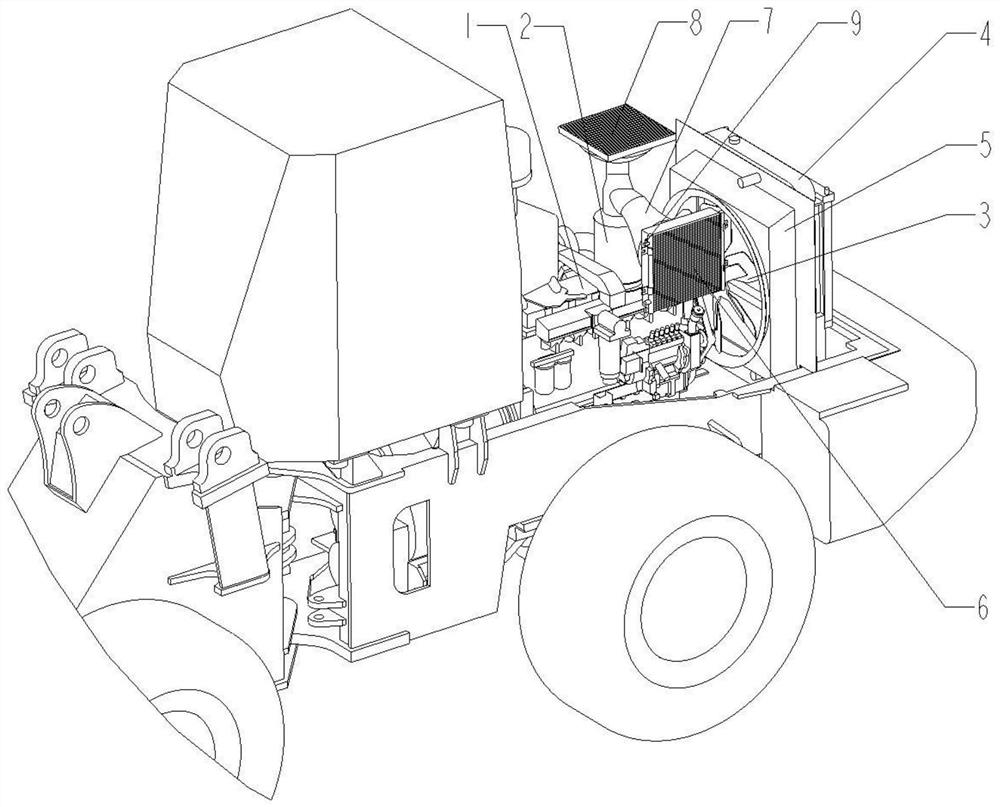 Engineering vehicle cooling system with exhaust injection cooling device