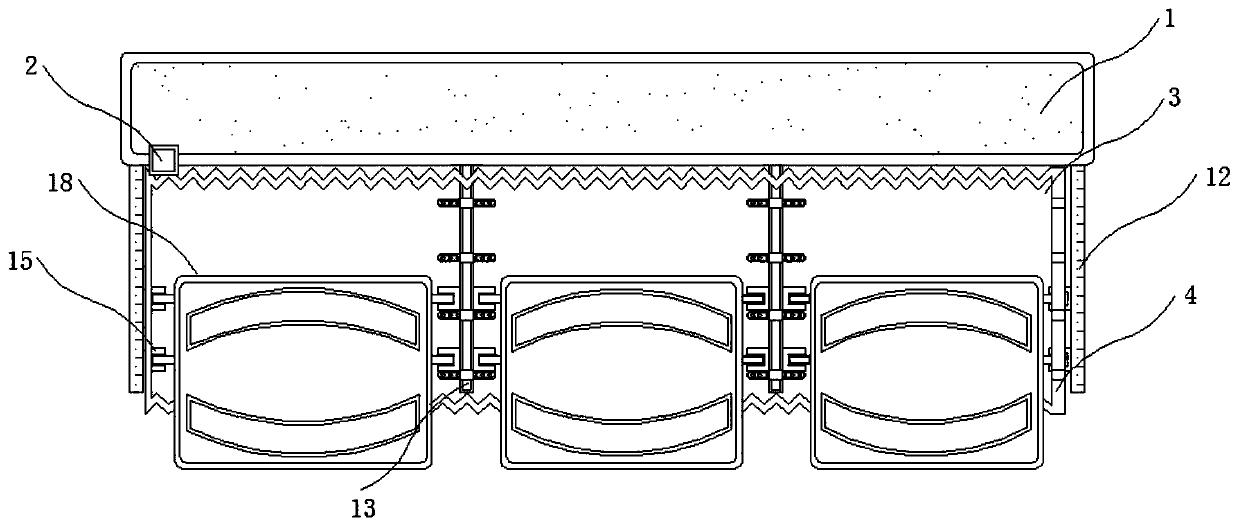 A folding magic seat structure integrated on the backrest of the second row of seats