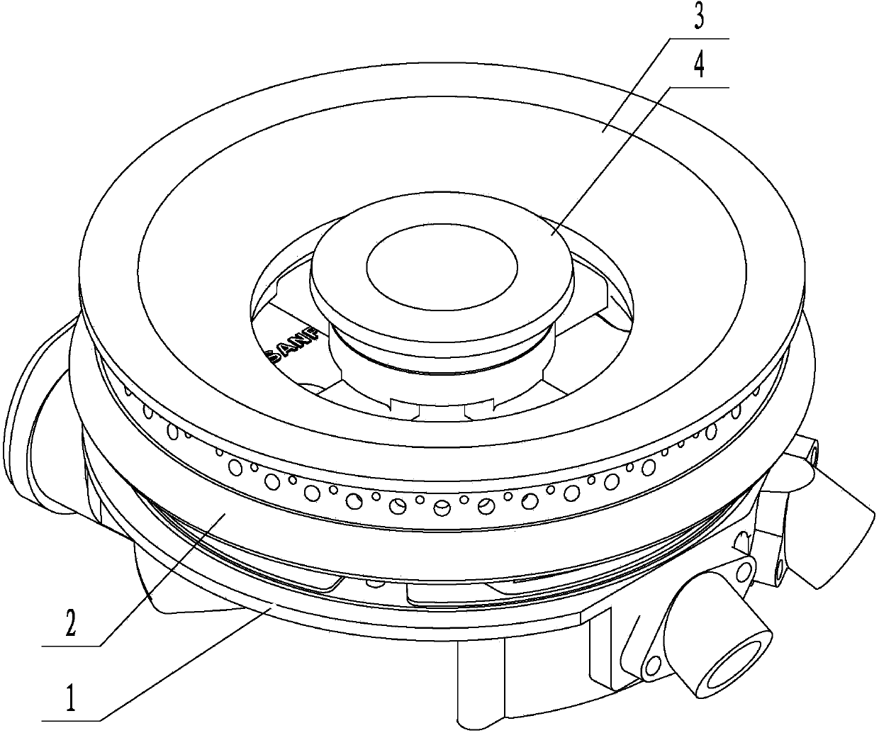 Upper air incoming burner with two ejectors