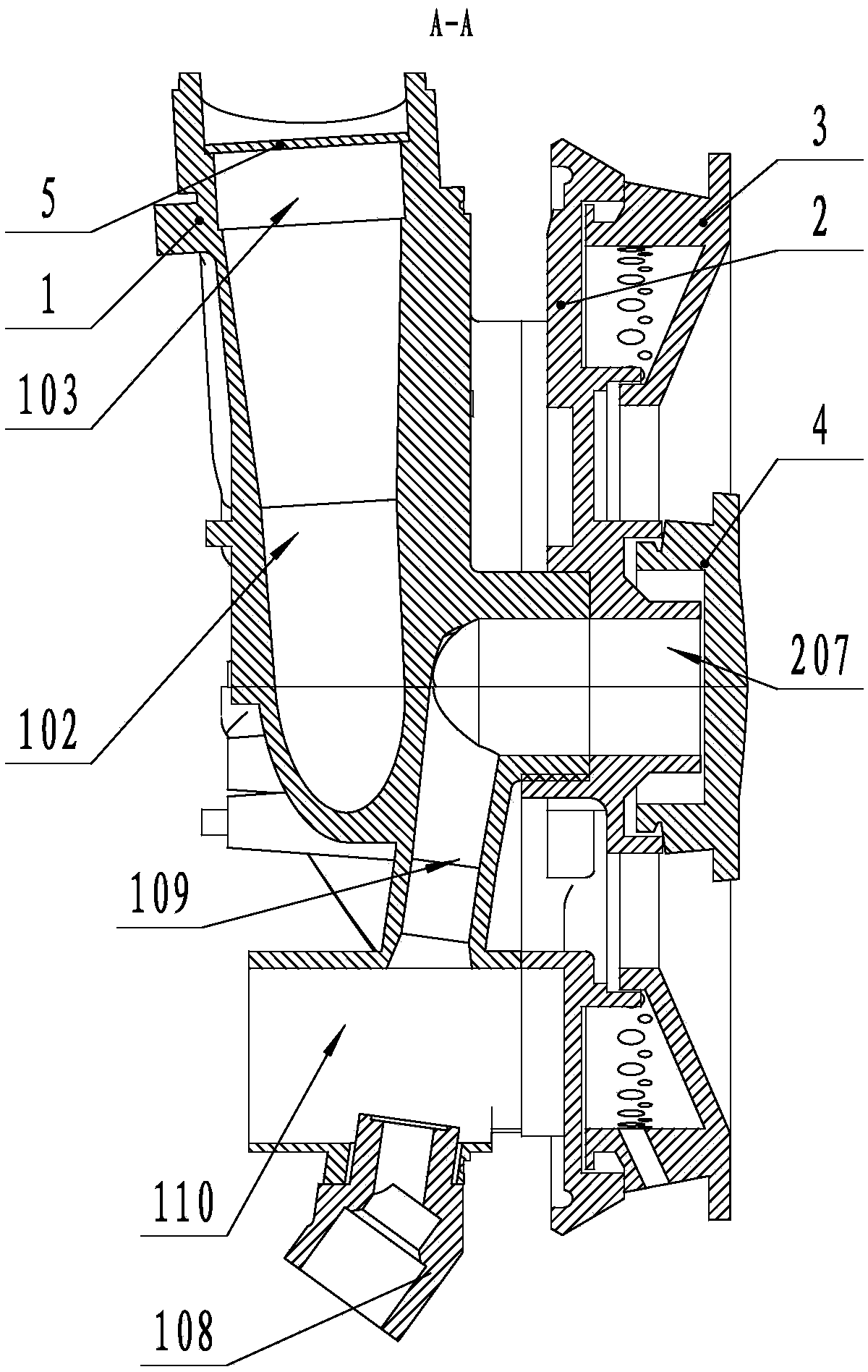 Upper air incoming burner with two ejectors