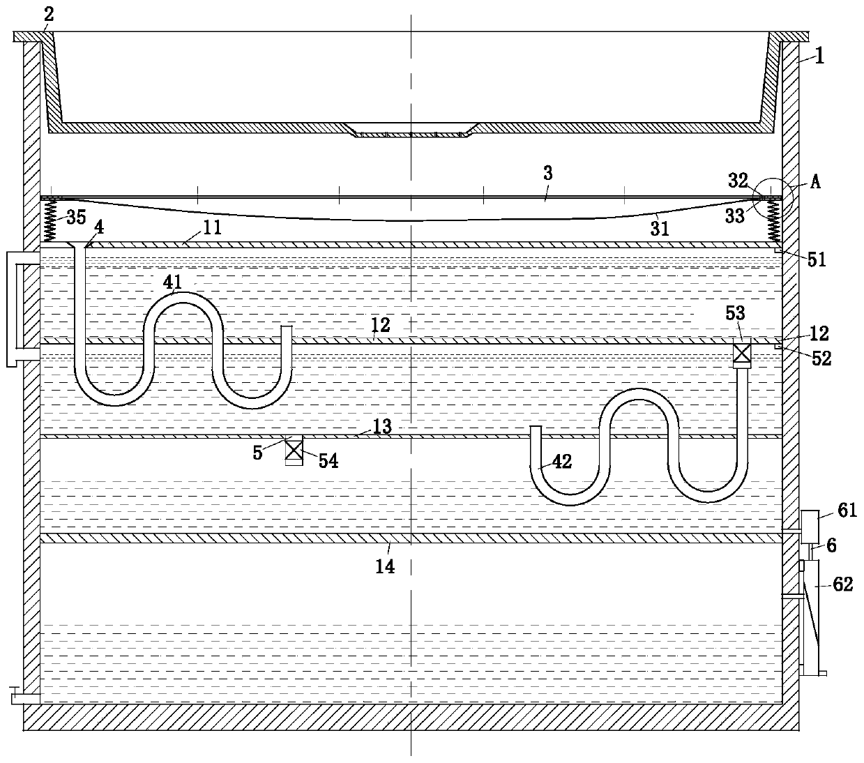 A kitchen sewage recovery and reuse device