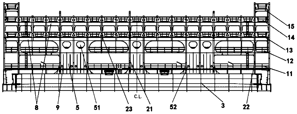 Lashing bridge structure of large container ship