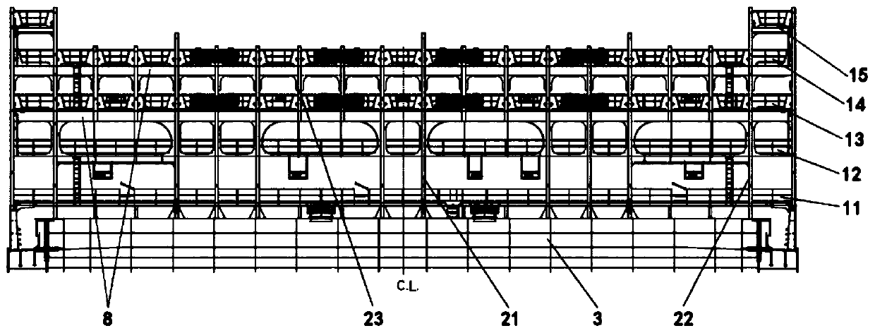 Lashing bridge structure of large container ship