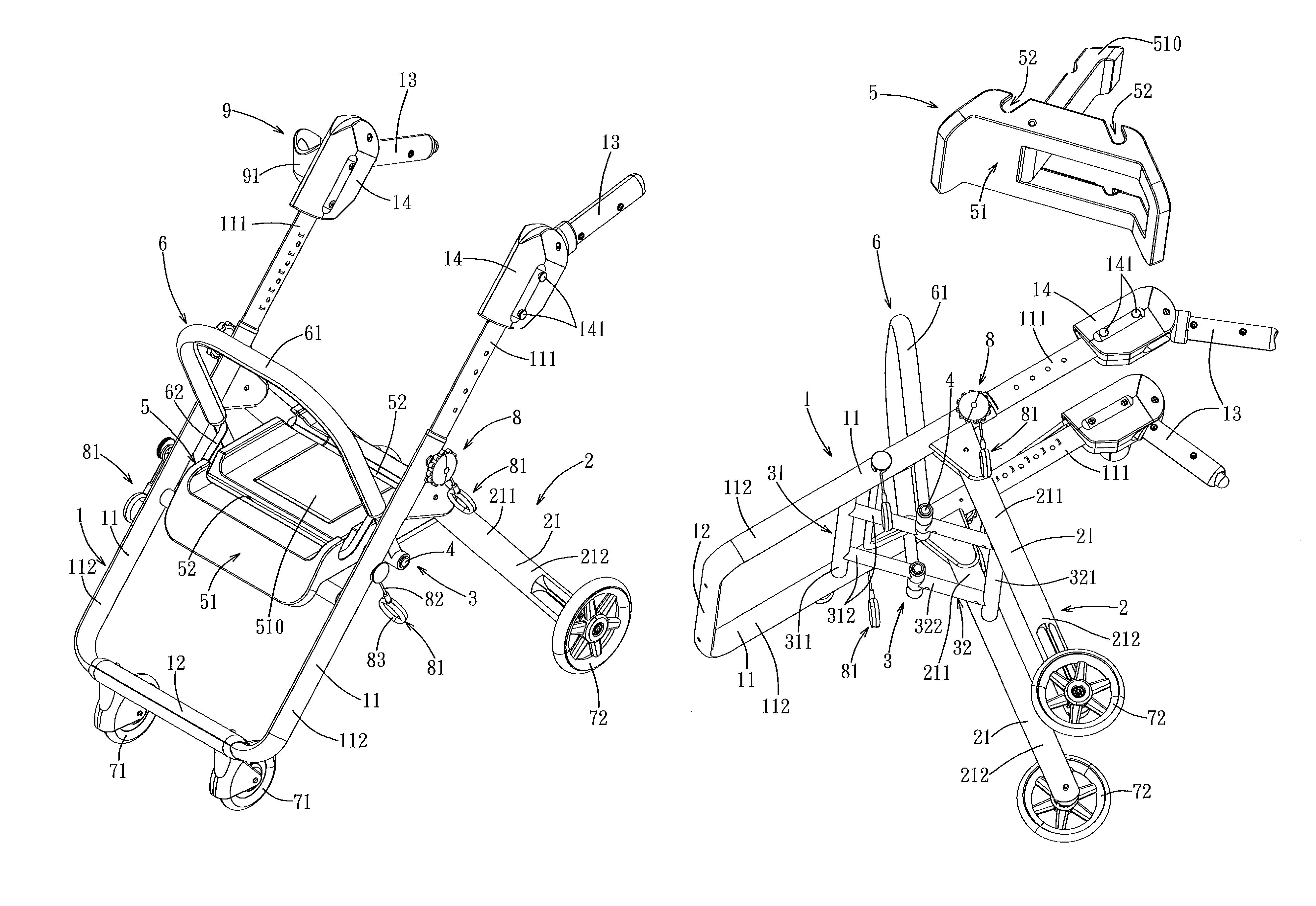 Foldable rollator