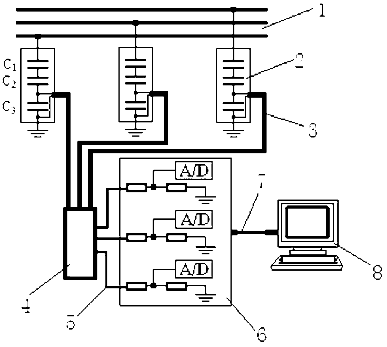 Transient overvoltage on-line monitoring system based on CVT and provided with built-in low-voltage capacitor