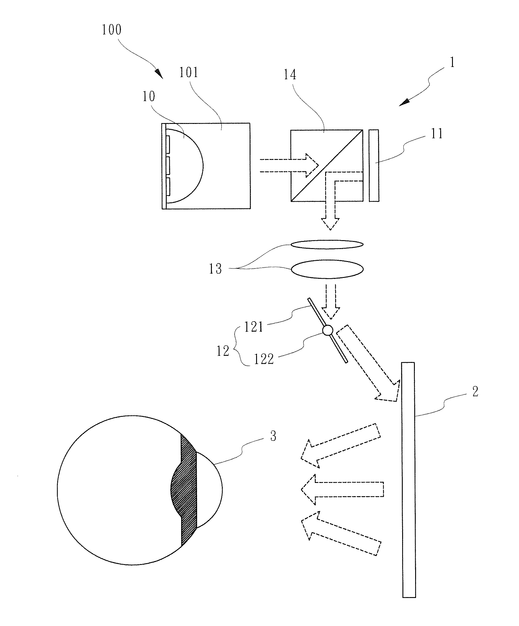 Optical head-mounted display with mechanical one-dimensional scanner