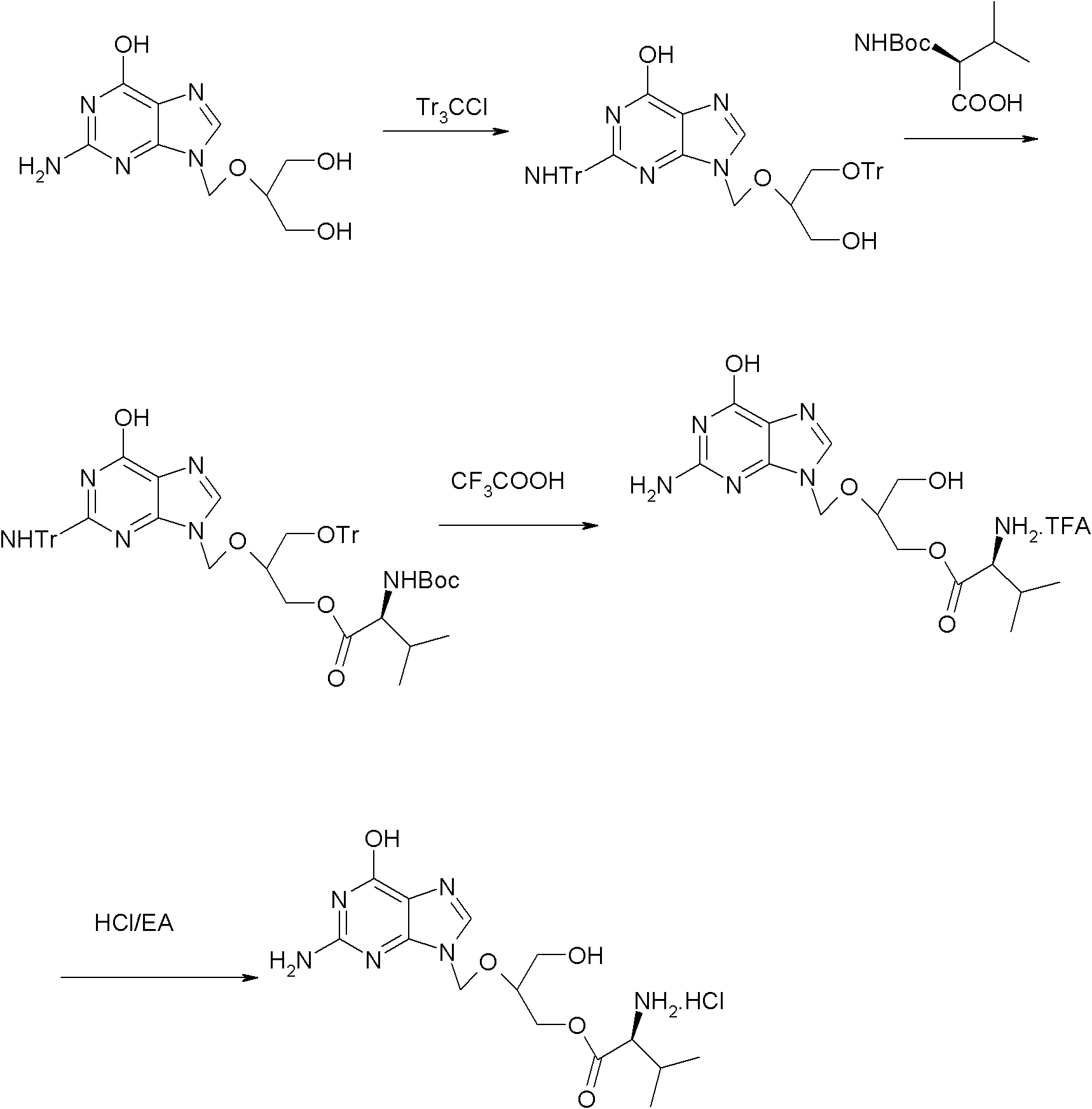 Method for preparing and purifying Valganciclovir hydrochloride