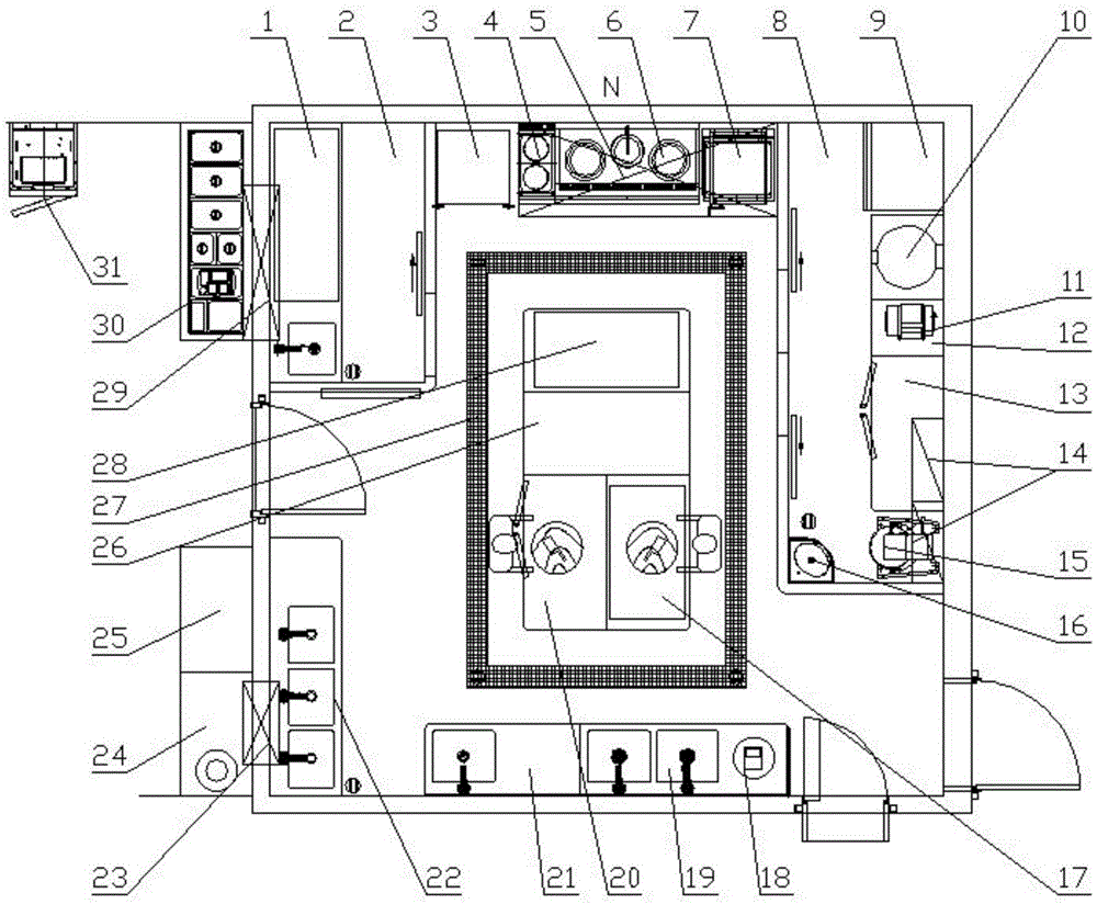 An integrated kitchen on an offshore platform