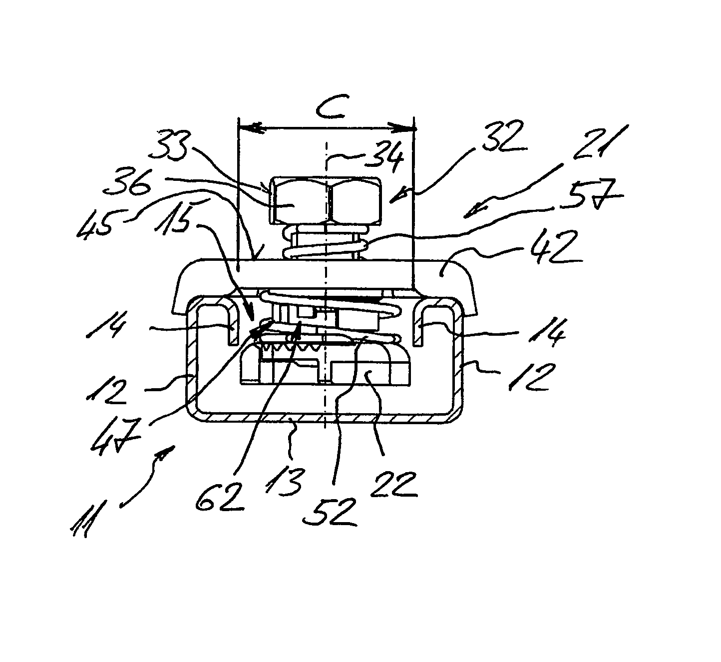 Fastening device for mounting on a mounting rail