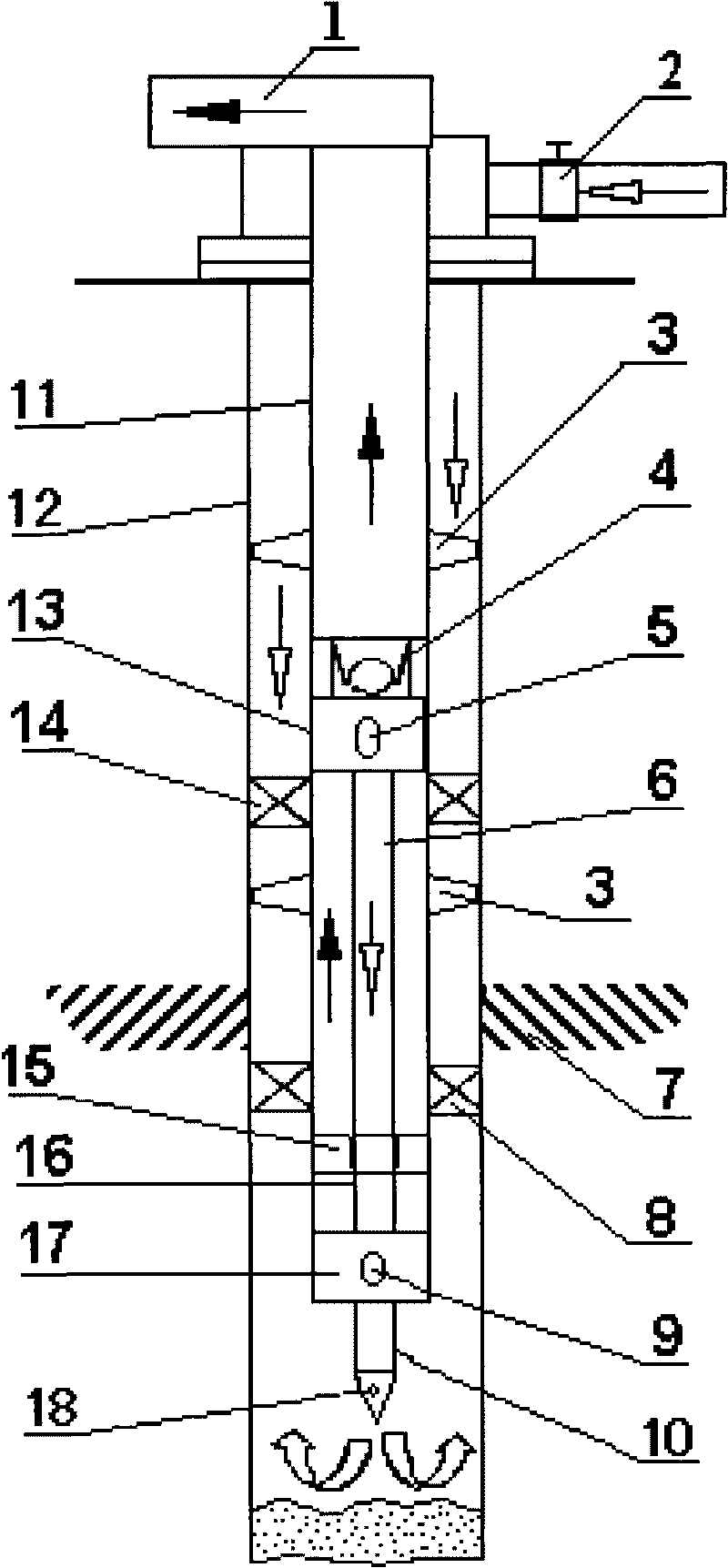 Method for continuously washing coal ash under coal bed methane well in bride type without causing pollution