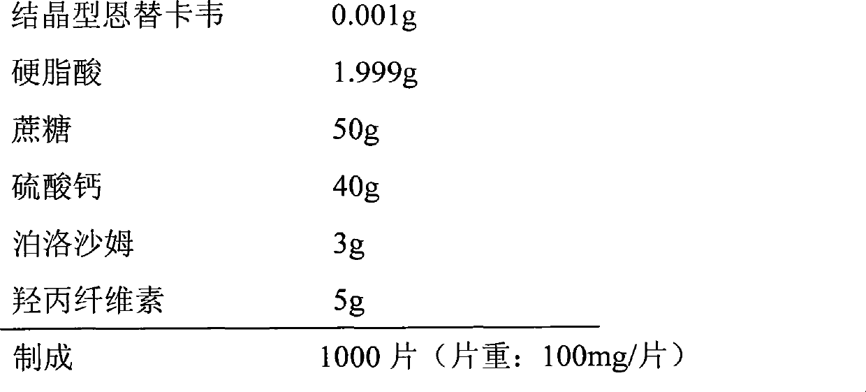 Crystallization type Entecavir formulation as well as preparation method and use thereof