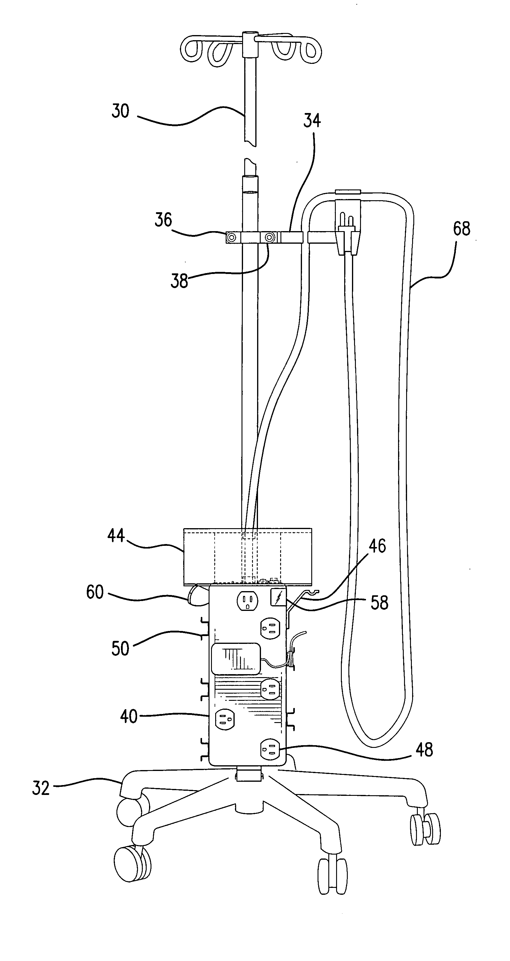 Intravenous pole power organizer (IVPPO)