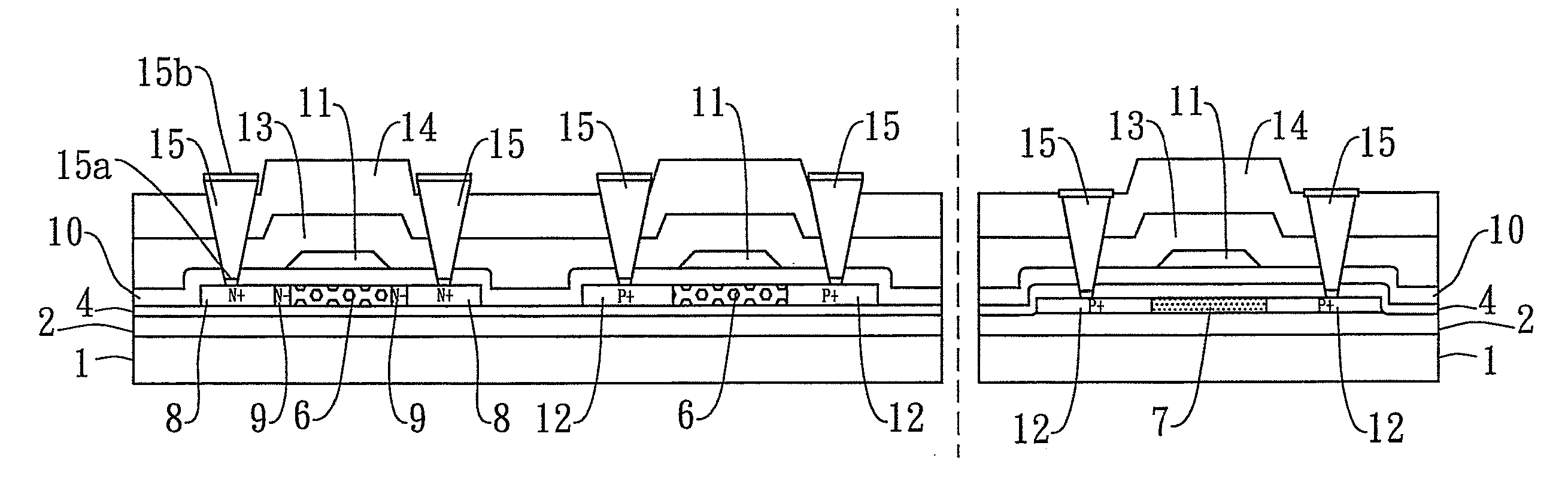 Double-active-layer structure with a polysilicon layer and a microcrystalline silicon layer, method for manufacturing the same and its application