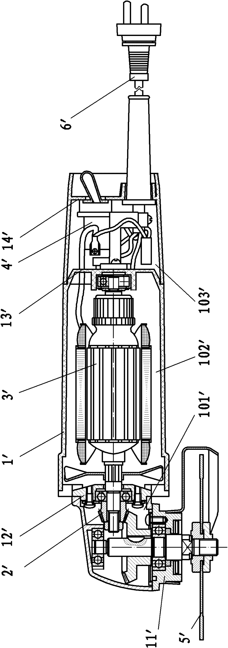 Handheld electric angle grinder