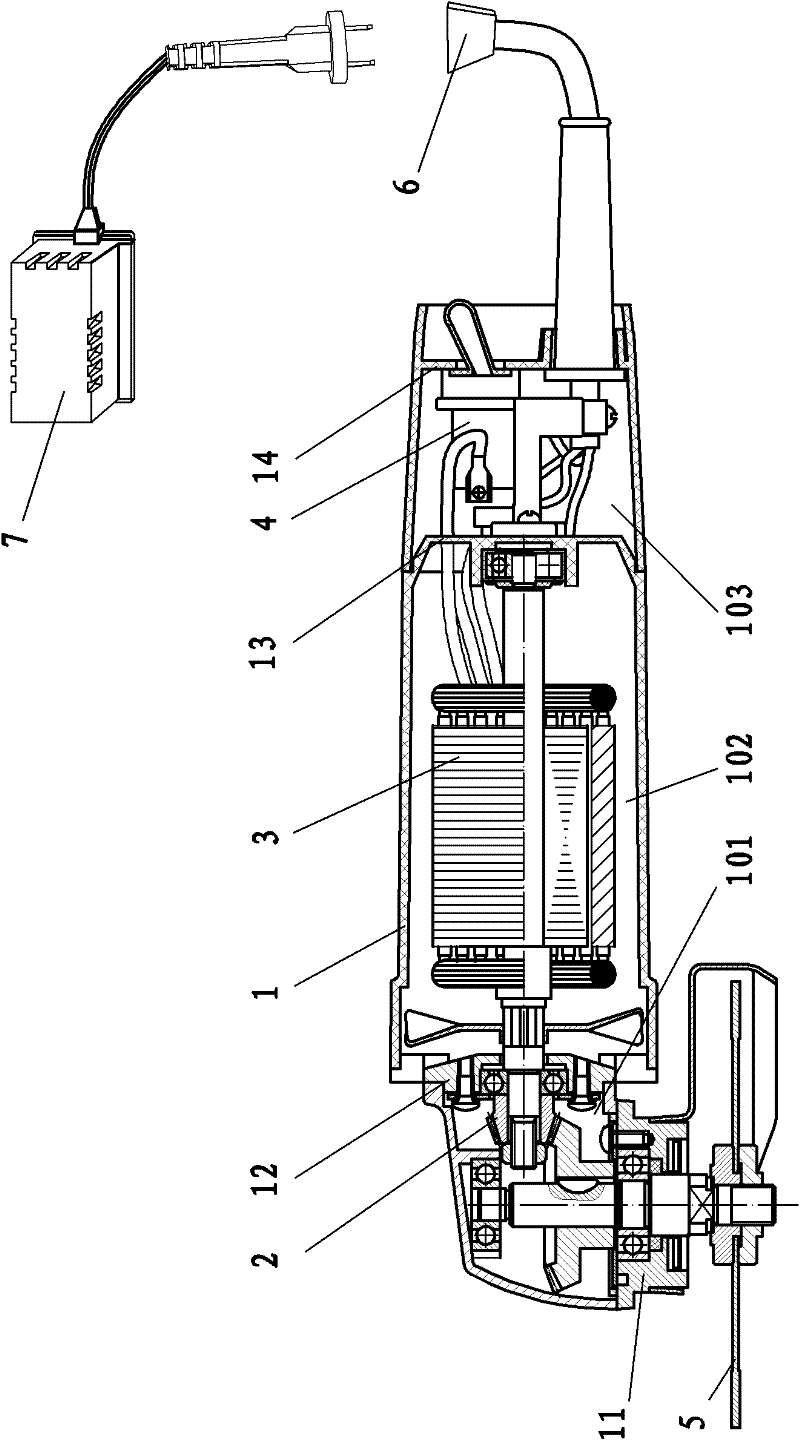 Handheld electric angle grinder