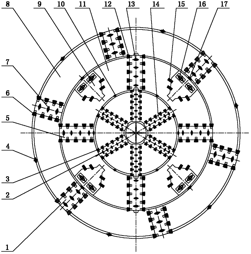 Multistage-separation progressive shield cutter head