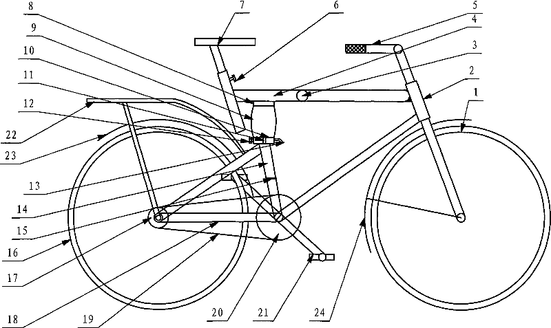 Air spring bicycle vibration damping method with additional air chamber and bicycle