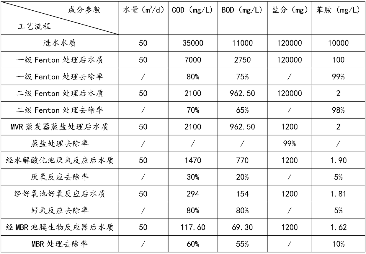 Treatment process for degradation-resistant organic wastewater containing aniline high-salt content