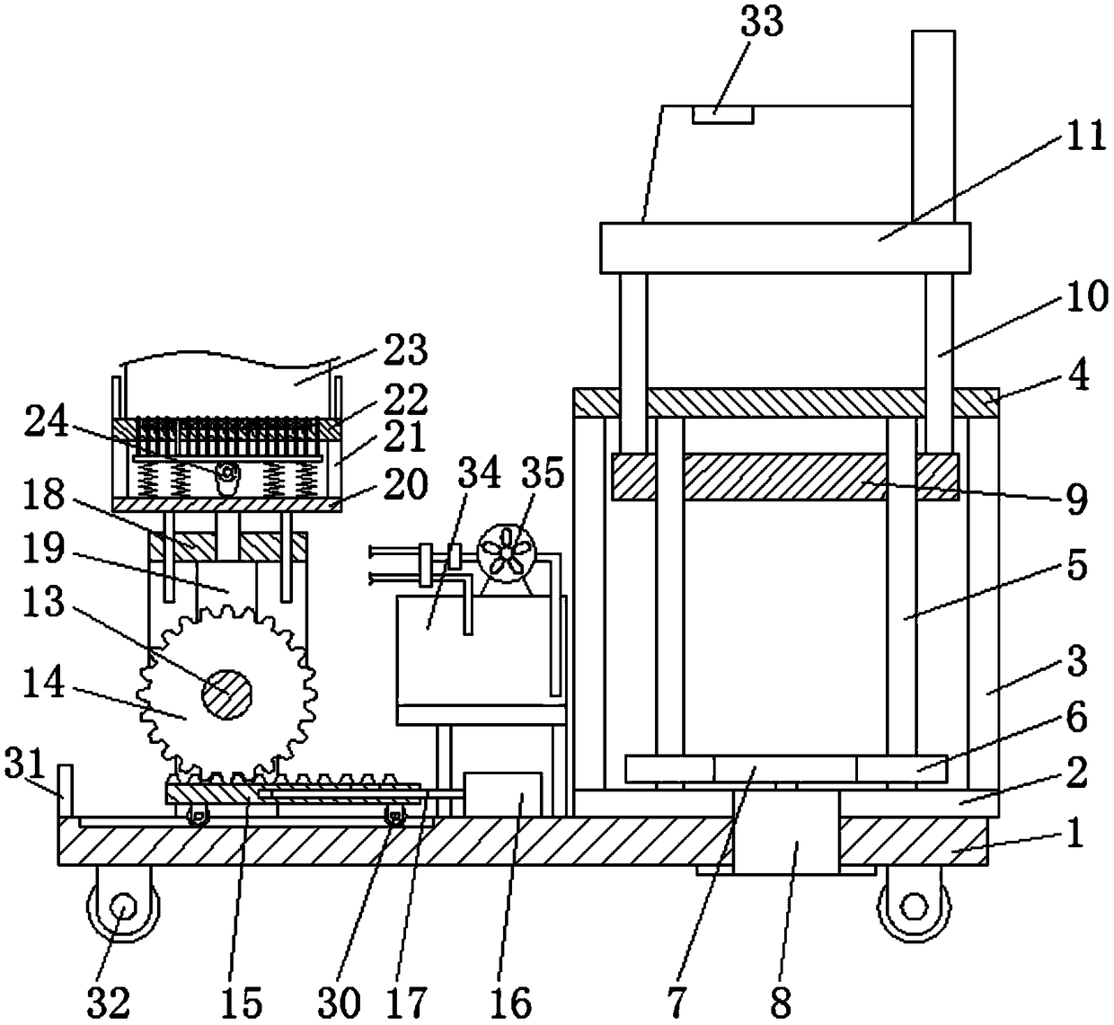 Leg exercising device for rehabilitation department