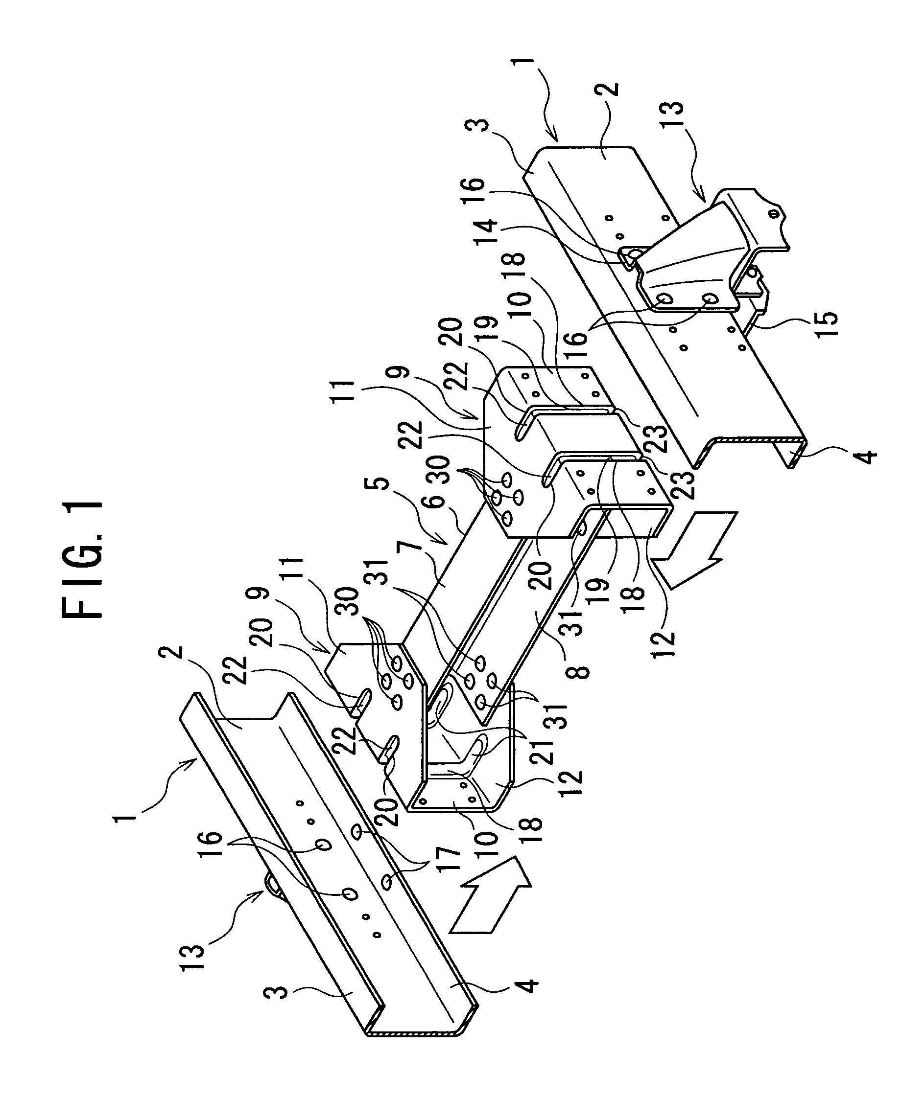 Coupling structure of side member to cross member