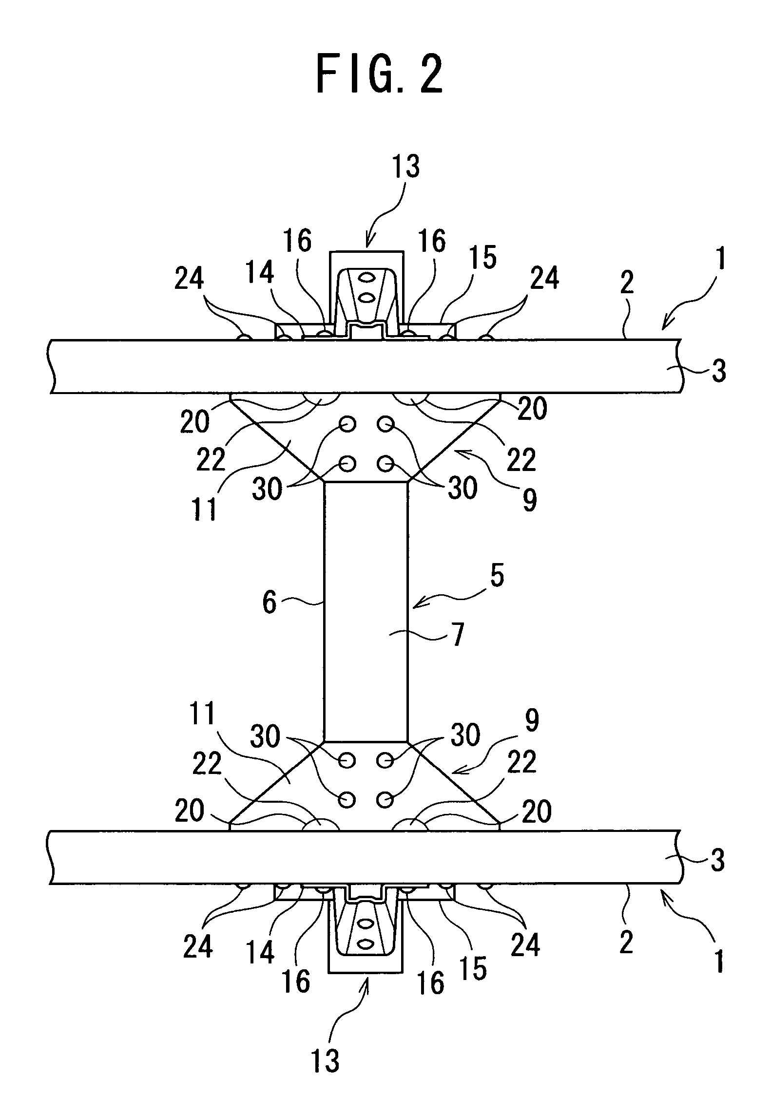 Coupling structure of side member to cross member