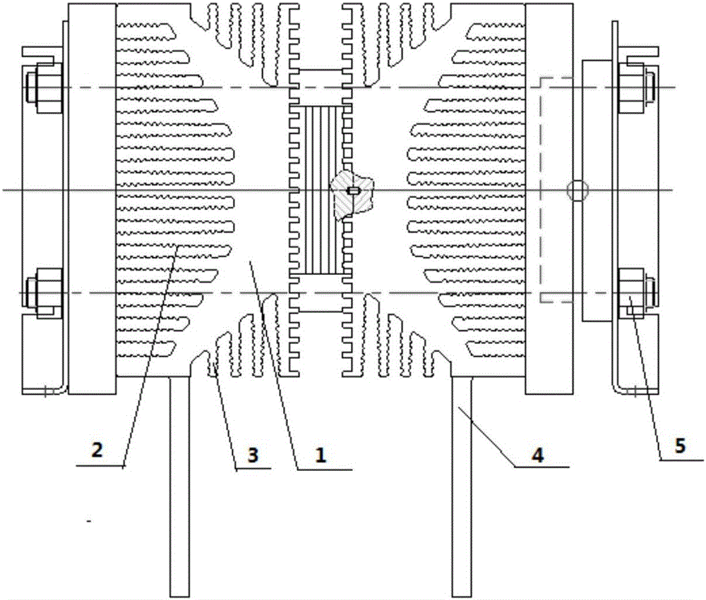 Radiator for thyristor element and electric locomotive rectifier