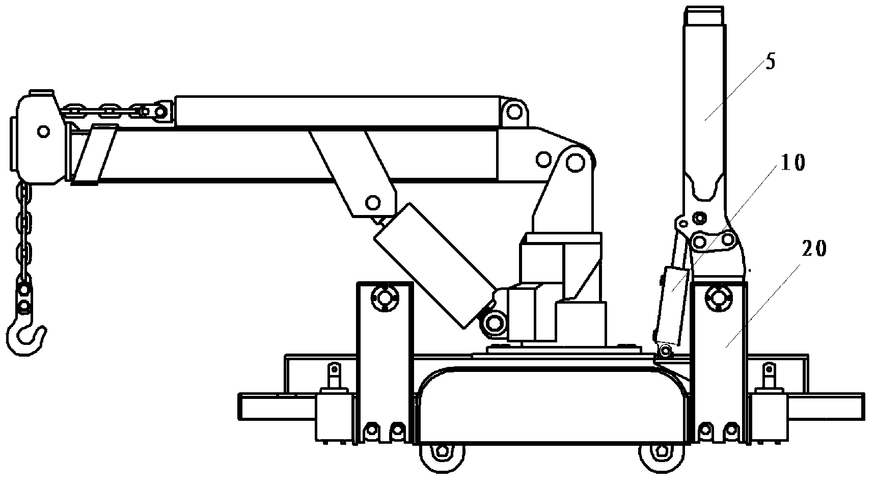 Roadway work surface hydraulic roof connecting device