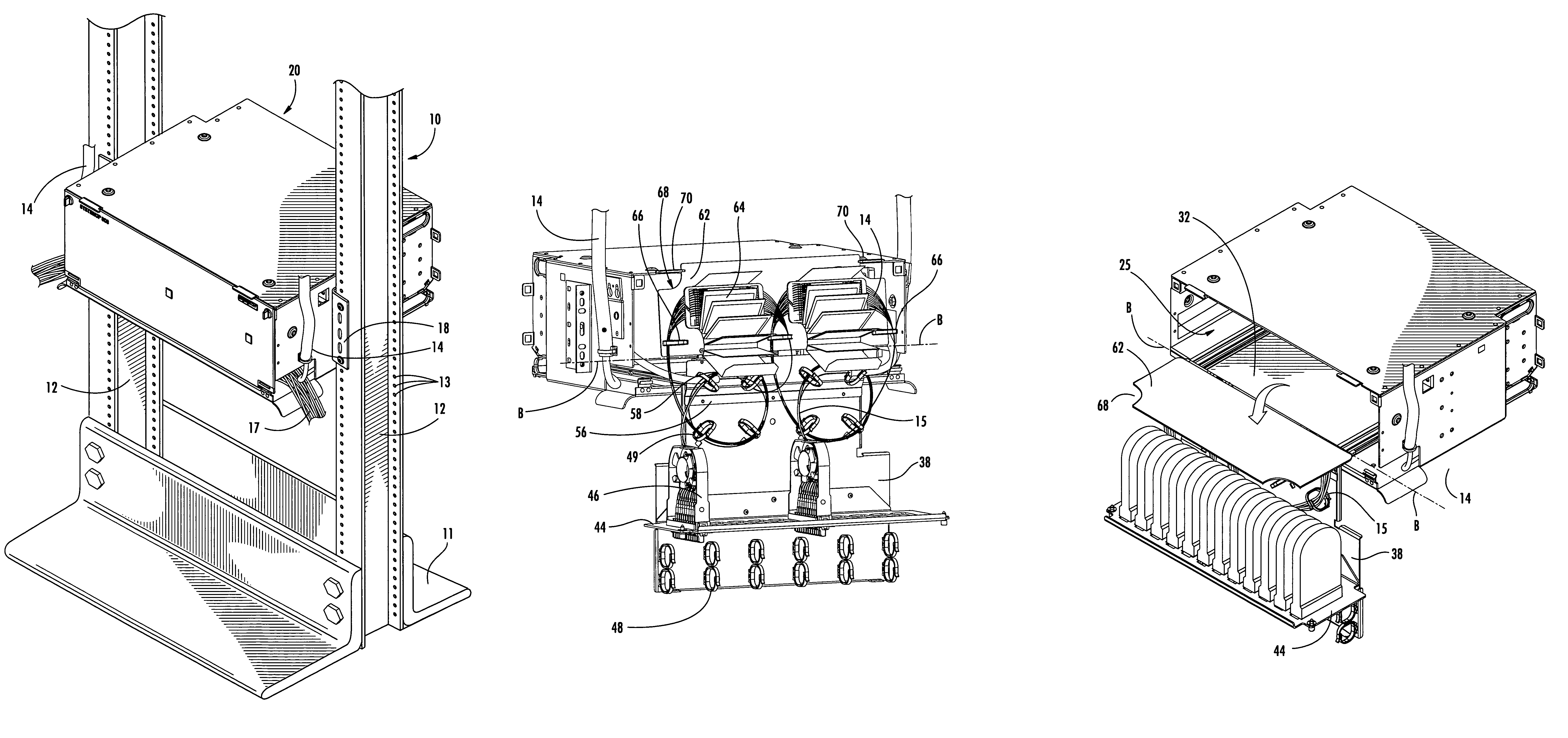 Articulated high density fiber optic splice and termination shelf