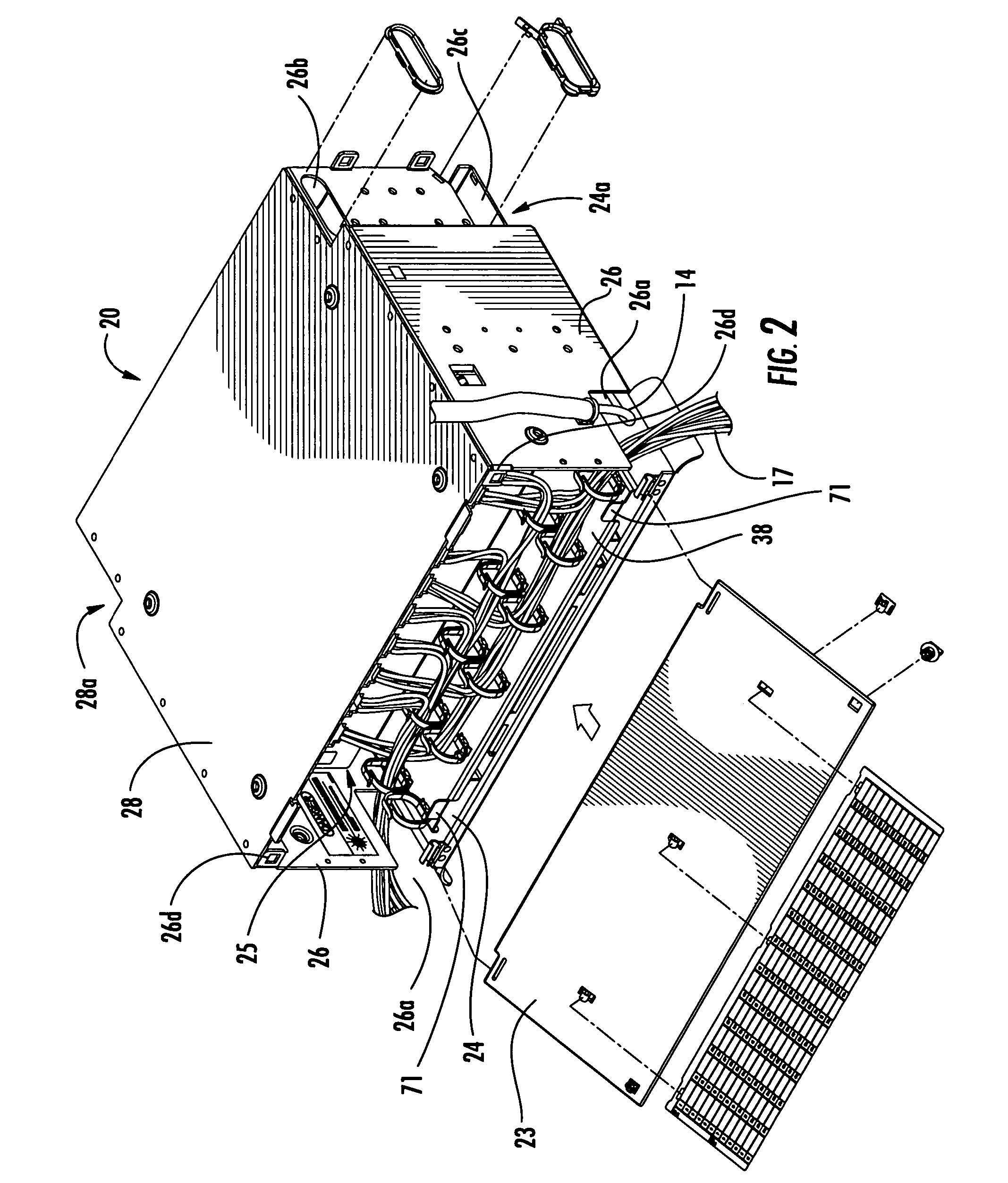 Articulated high density fiber optic splice and termination shelf