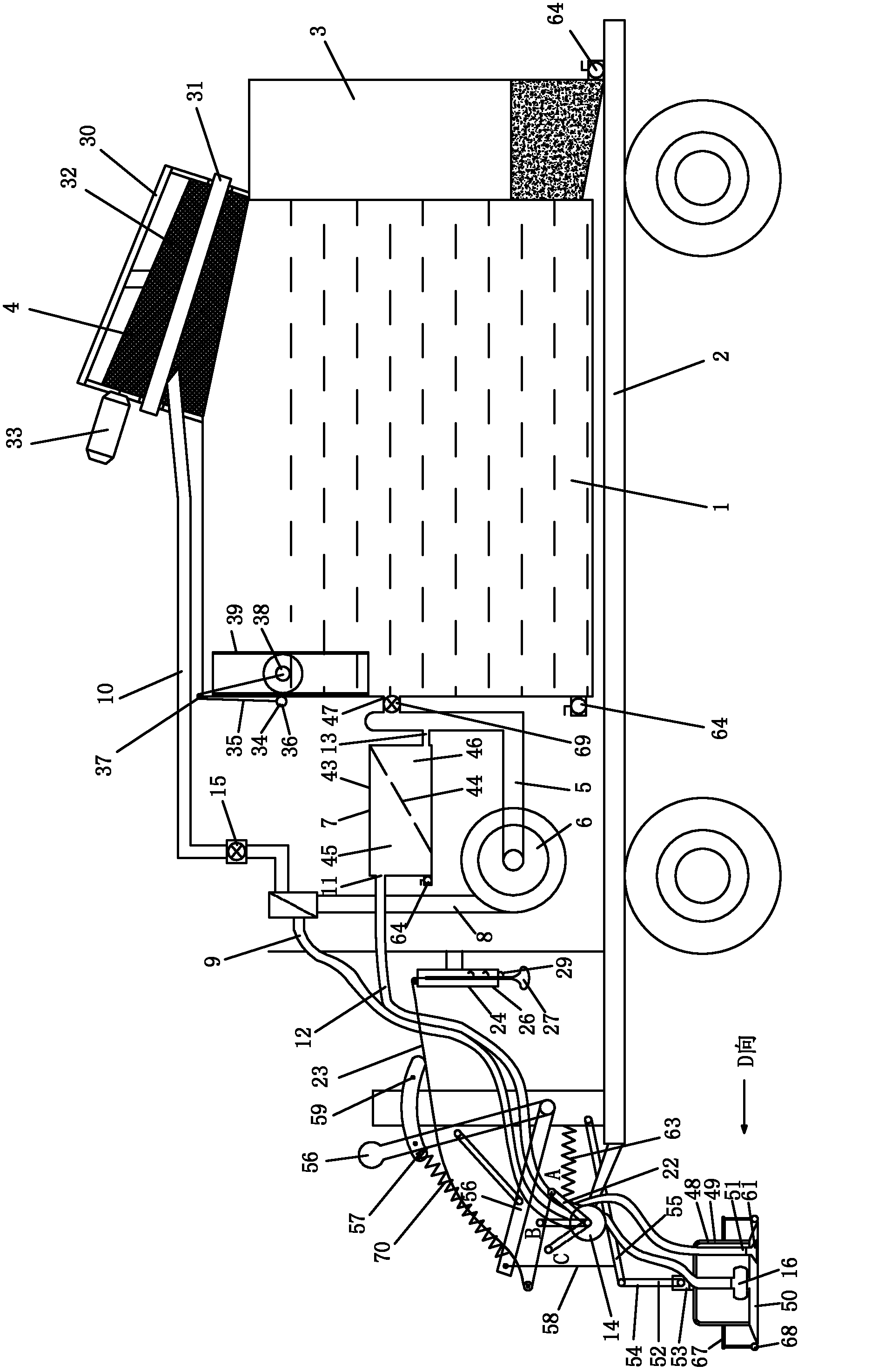 Road ground flushing vacuum truck