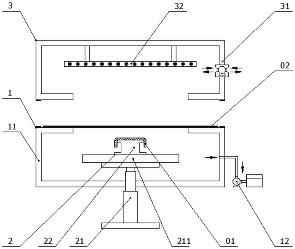 Coating process and coating device for material adhesive film decoration