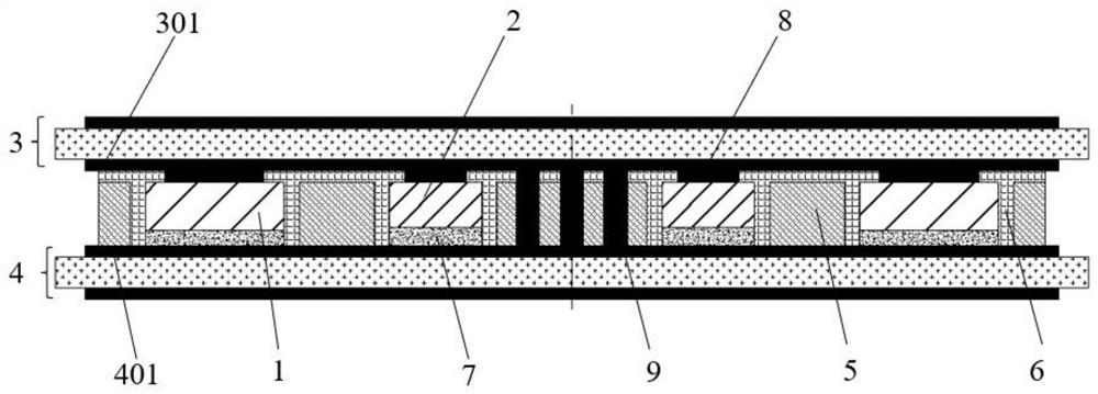 An embedded double-sided interconnection power module packaging structure and manufacturing method