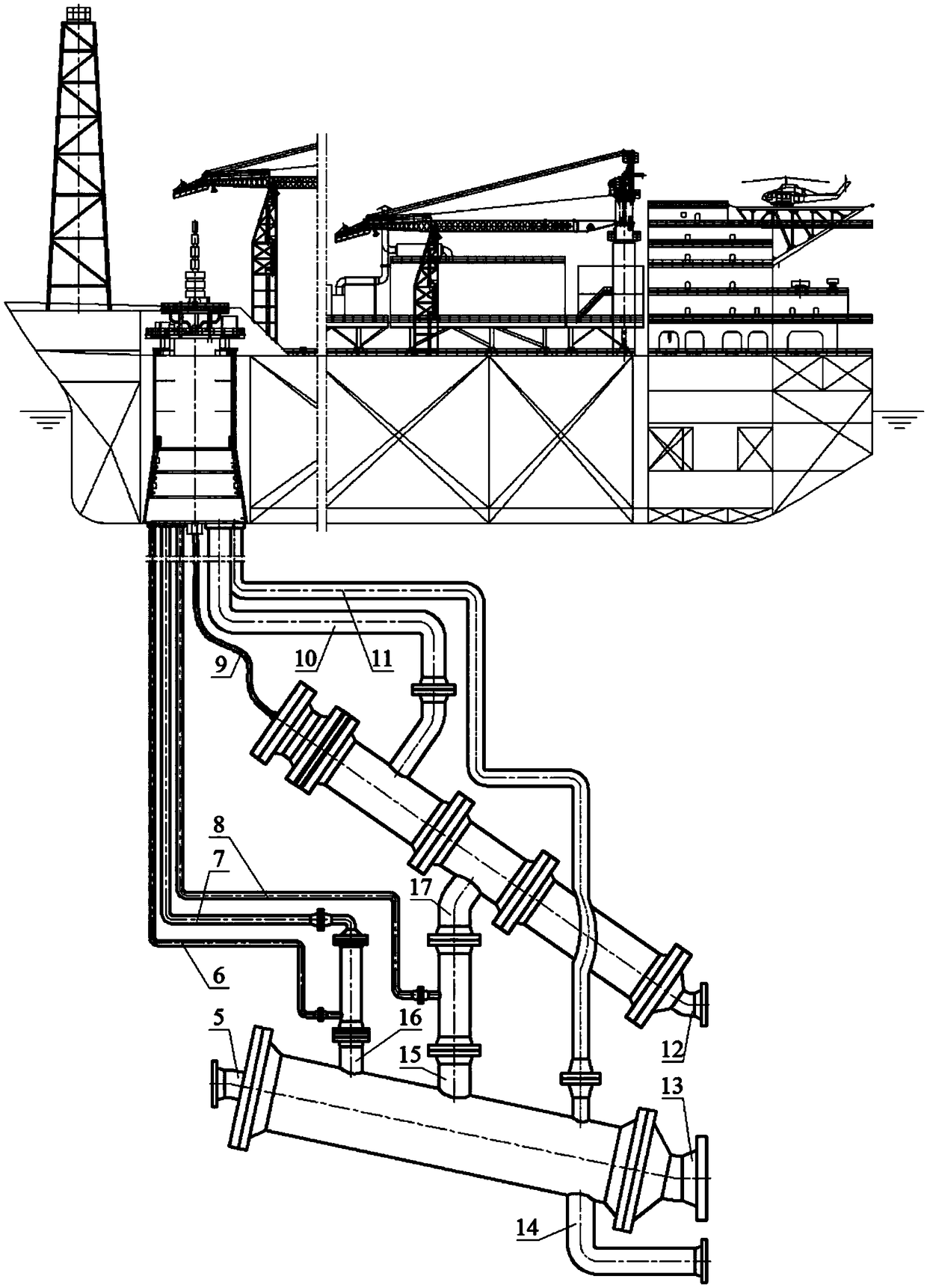 Inclined tube h-type underwater crude oil online separation method