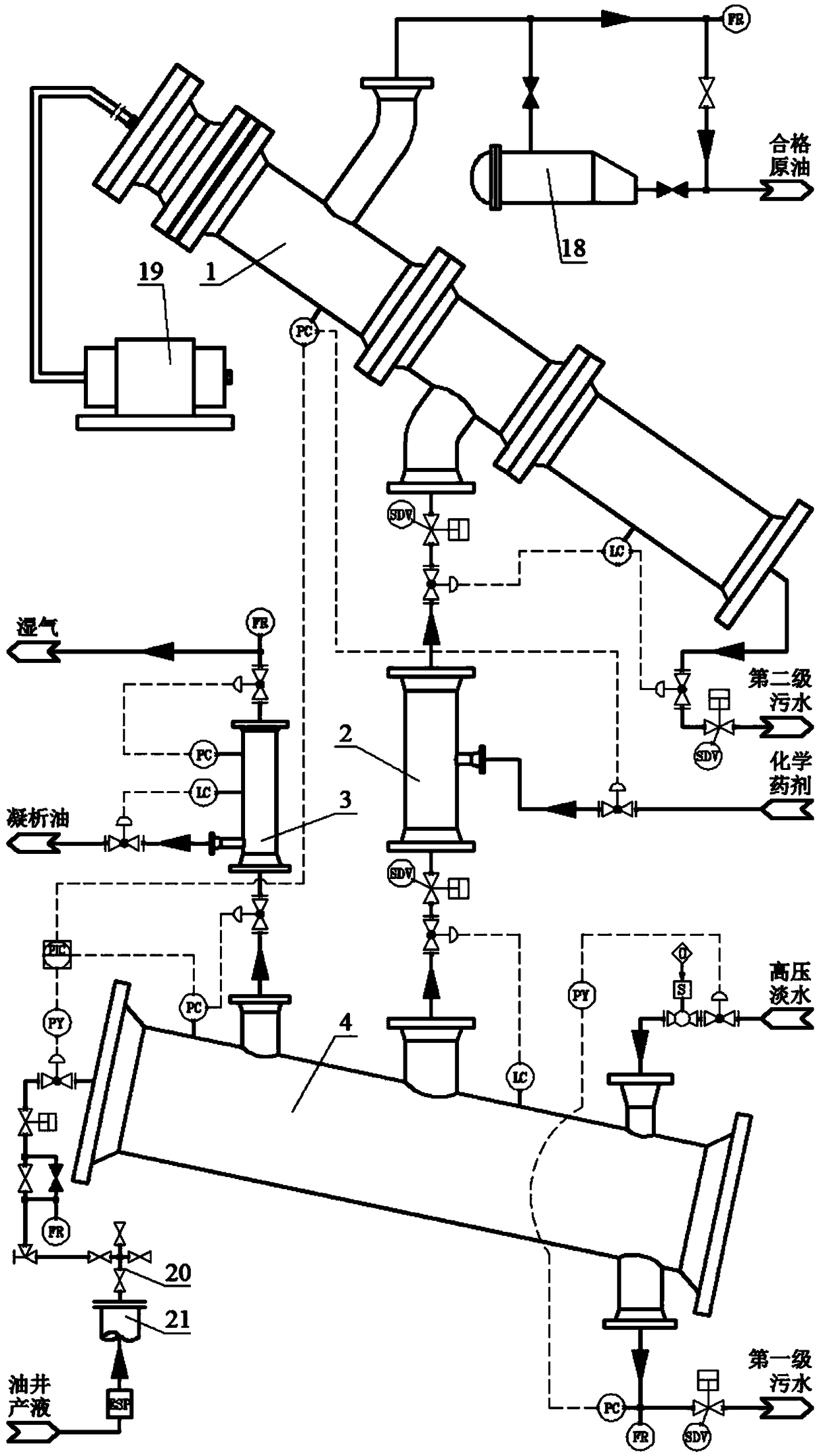 Inclined tube h-type underwater crude oil online separation method