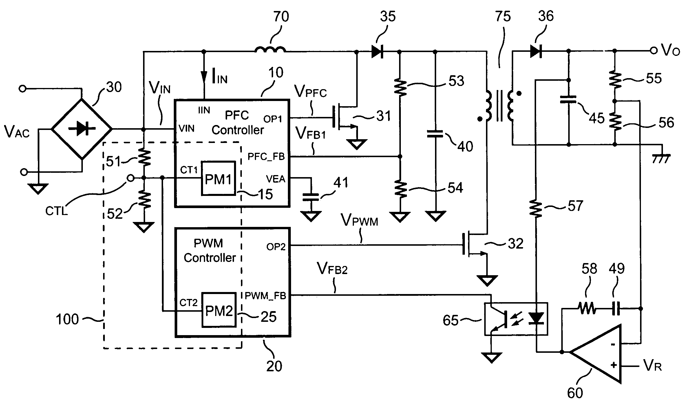 Apparatus for reducing the power consumption of a PFC-PWM power converter