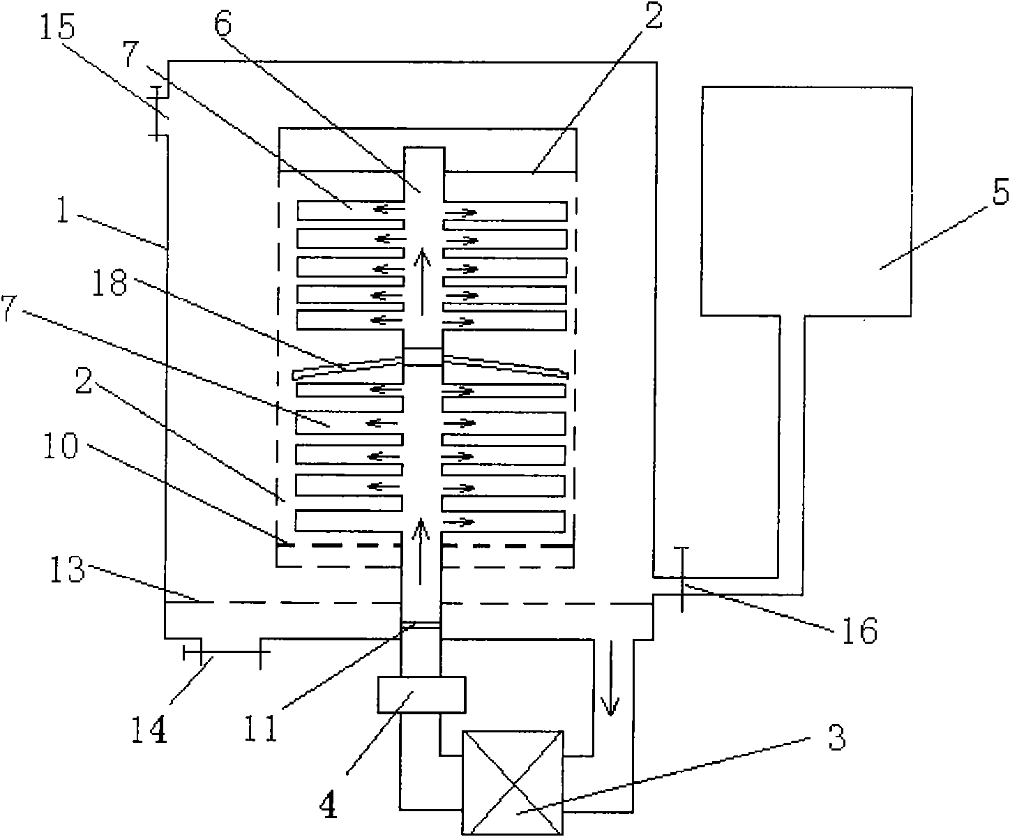 Liquid circulation processing device and method for bast fibers