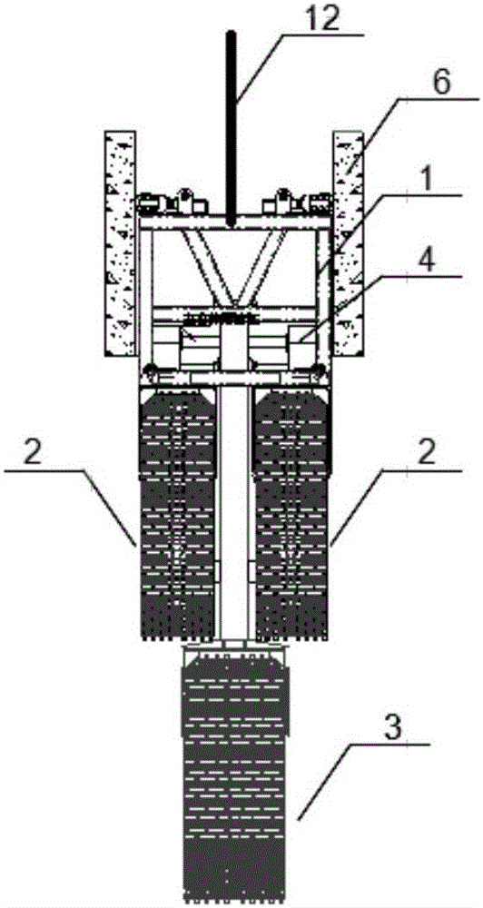 Triplet vertical component construction device, combination body and method