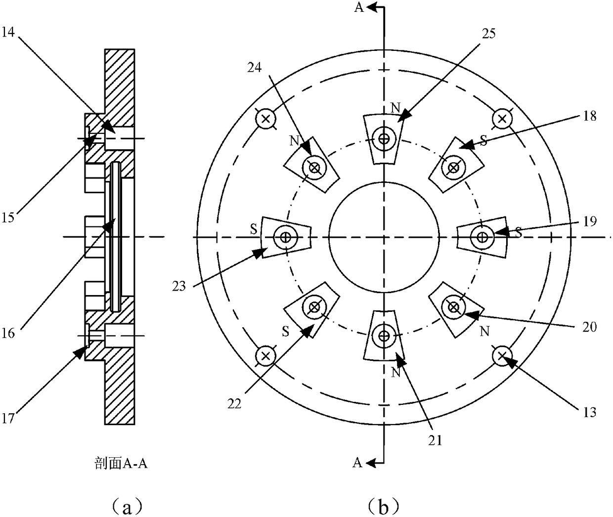 Magnetic-air suspension axial bearing with porous medium