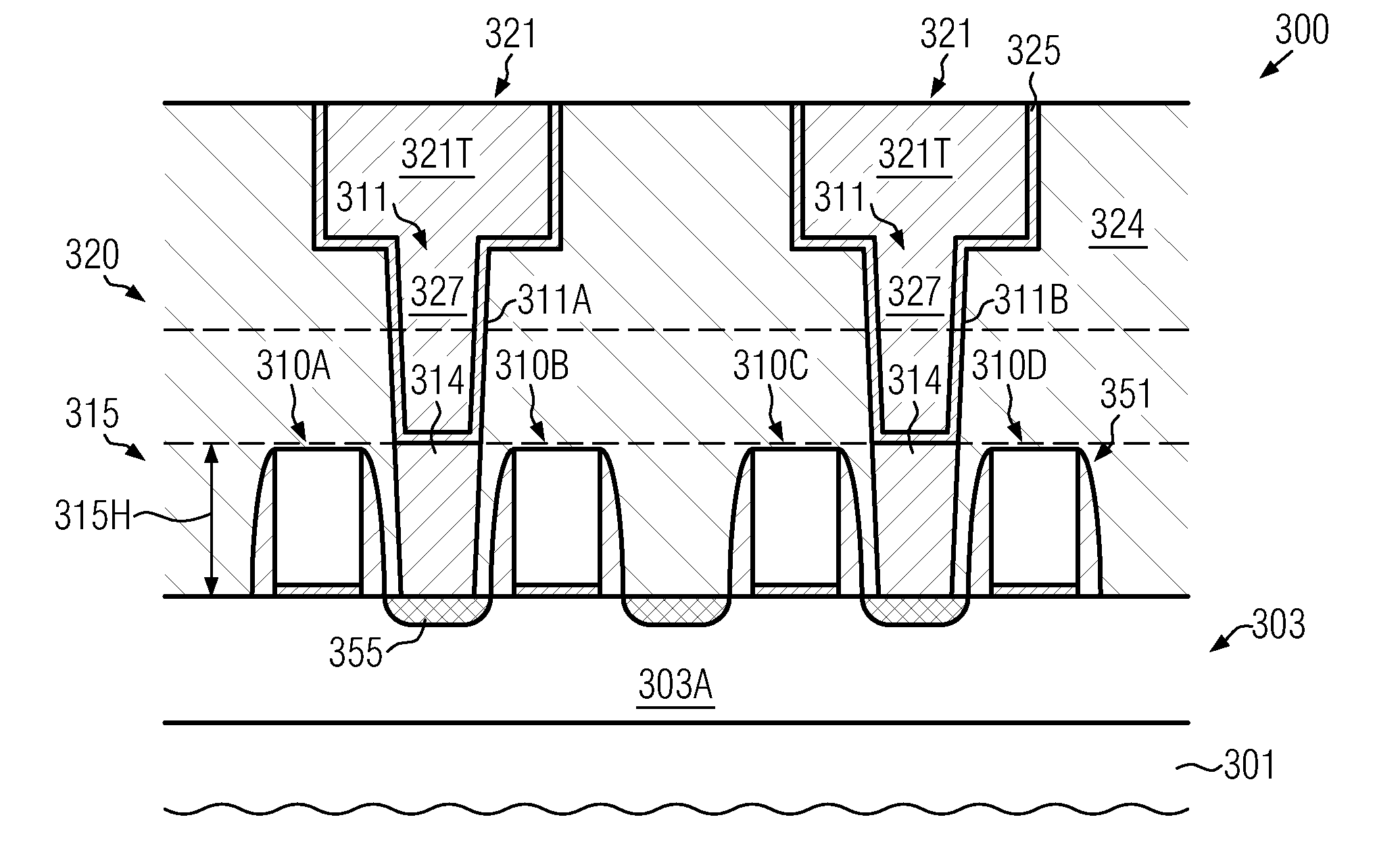 Hybrid contact structure with low aspect ratio contacts in a semiconductor device