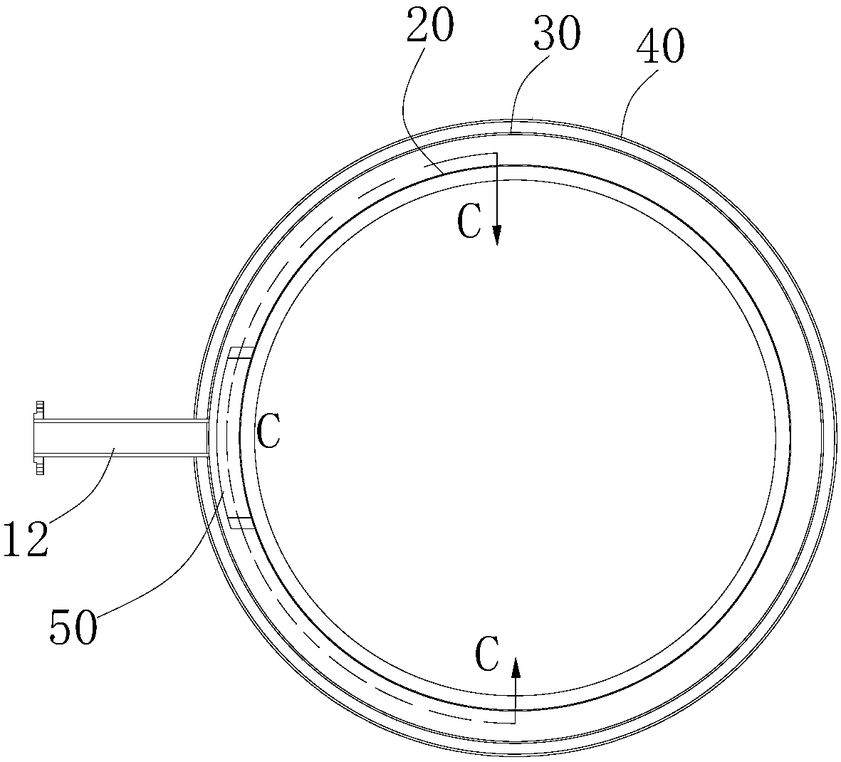 A coke oven raw gas rising pipe heat exchange device