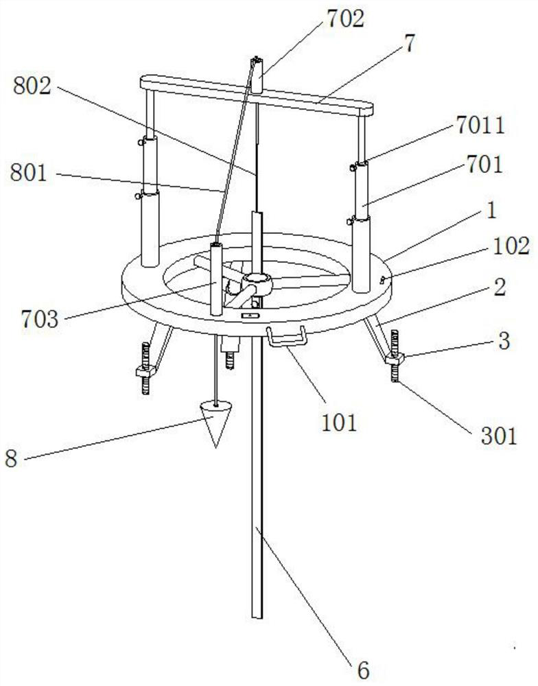 Automatic leveling rod horizontal calibration installation device