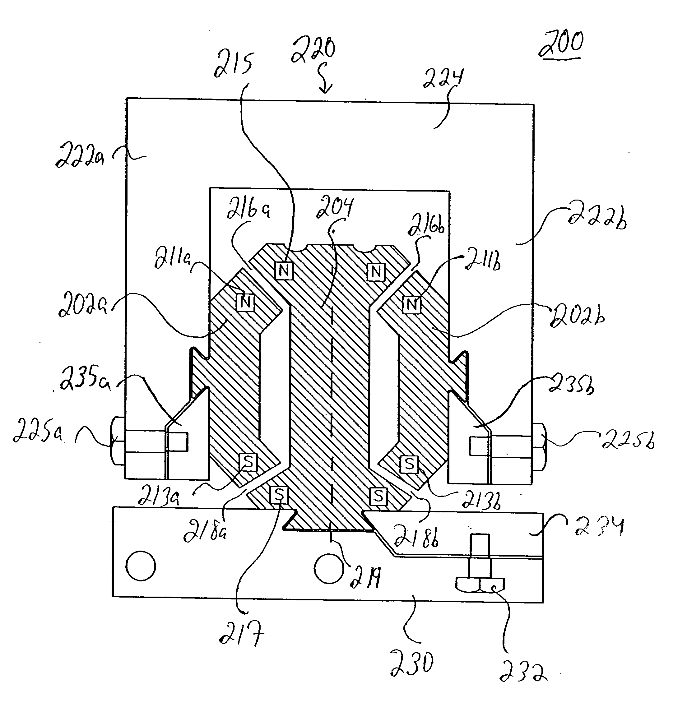 Magnetic bearing assembly using repulsive magnetic forces