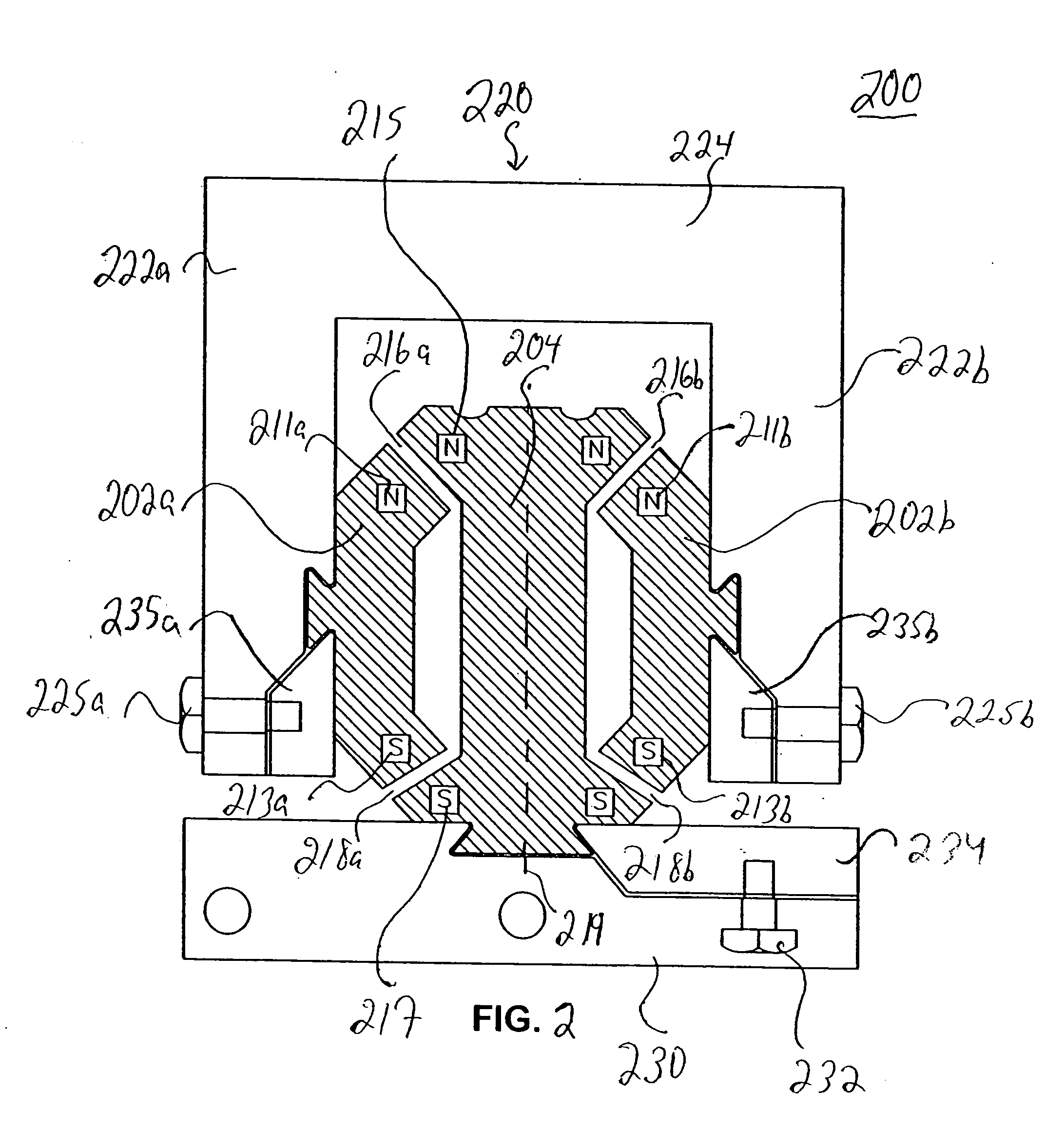 Magnetic bearing assembly using repulsive magnetic forces